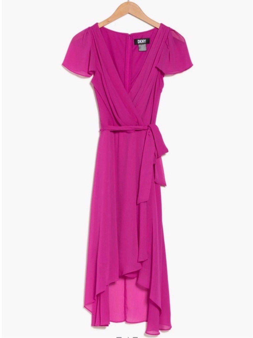 DKNY Magenta High-Low Wrap Dress